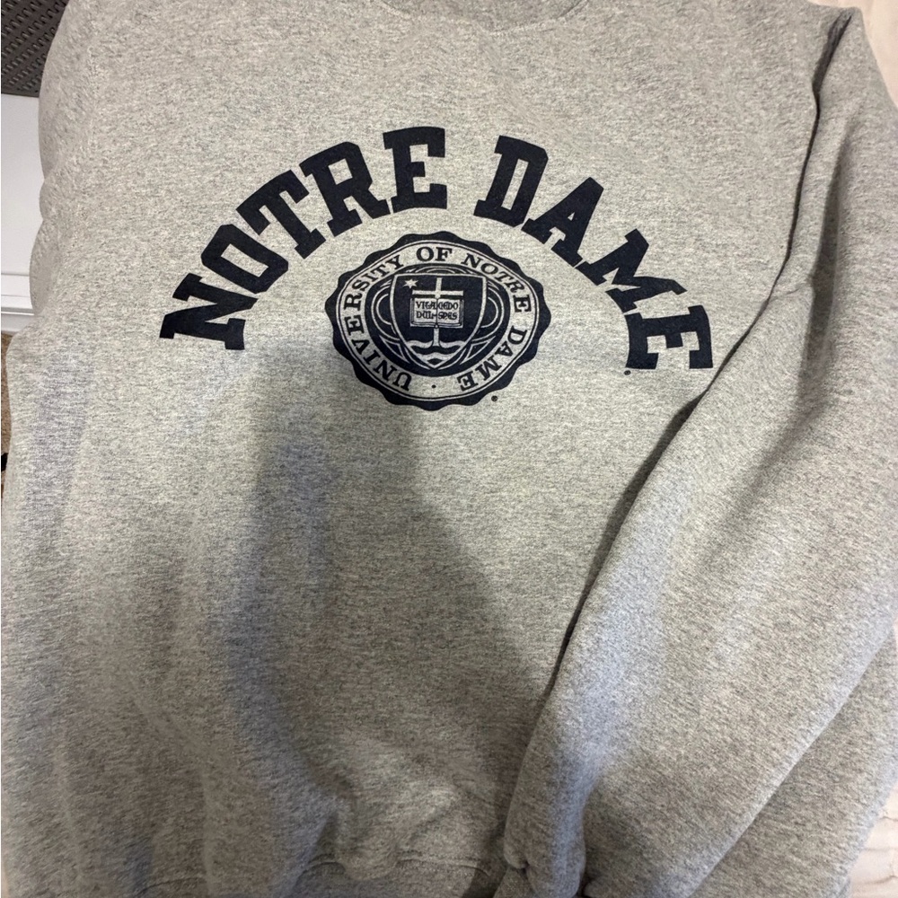 Champion Heather Gray Notre Dame Crewneck Sweater